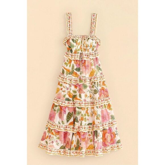 Farm Rio Off-White Macaw Bloom Midi Dress – NWT Size Medium – SOLD OUT ONLINE - Picture 3 of 16